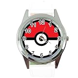 taport Pokemon Quarzuhr weiß Leder Band + Gratis Ersatz Batterie + Gratis Geschenkverpackung