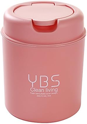 CWAIXX Desktop mini bins rocker cover trash at the living room table small waste basket with lid , Push type - Pink