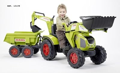 Falk - 1010W - Vélo et Véhicule pour Enfant - Tracteur Claas Axos + Pelle + Excavatrice + Remorque Maxi GM