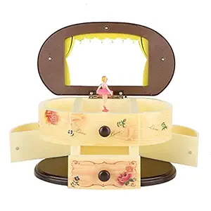 Heart Shape Music Box, Classic Musical Jewelry Box, Ballerina Music Box Personalized for Girls Christmas Gift Birthday Gift(Beige)