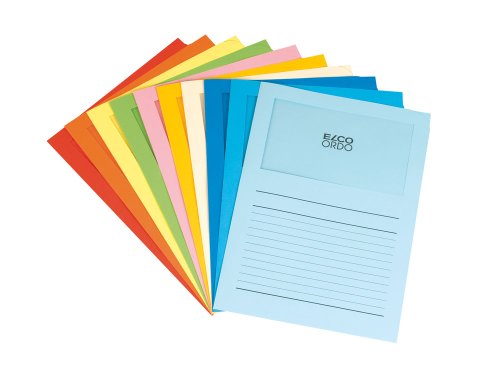 Elco Ordo Classico Organisationsmappen mit Sichtfenster 120 g/m² 10 Farben sortiert 10 Papiermappen (220 x 310 mm) mit Aufdruck und Fenster, 180 x 100 mm, Karton mit 100 Stück - 2