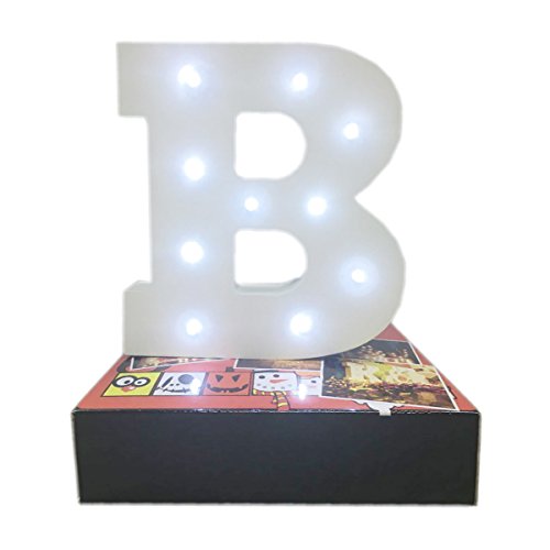 Preisvergleich Produktbild Dekorative leuchtende Buchstaben,KINGCOO Lampe batteriebetrieben hölzerne Alphabet uchstaben Zeichen Lichter,Party Hochzeit Dekorationen,Dein Name in Lichter - weiß (B)