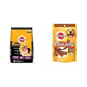 Pedigree PRO Expert Nutrition Adult Small Breed Dogs (9 Months Onwards) Dry Dog Food, 1.2kg Pack & Dog Treats Meat Jerky Stix, Grilled Liver, 80 g Pouch