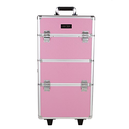 Abody Cosmetic Zug-Kasten-Verfassungs-Speicher-Organisator Ausziehbare Maskenbildner Fall Rollen Locking Fall mit Tabletts Schwarz - 3