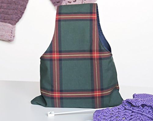 Tartan Wrist Knitting Bag, Work in Progress Bag, WIP knitting bag, Crochet Arm Bag, On the Go OTG bag