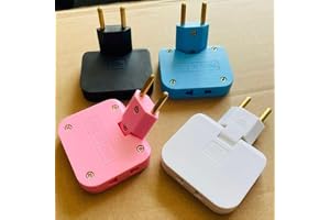 Universal Mini Slim Foldable Adapter Plug, 180 Degree Extension, Multi Outlet, 3 in 1 Multicolour Pack of 1