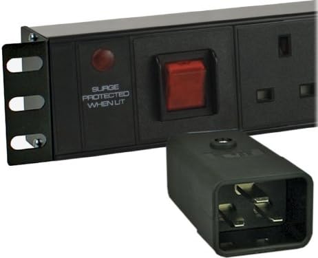 4 Way Neon Surge Protected 19" Horizontal Rack Mount PDU - IEC C20