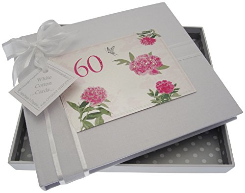 White Cotton Cards Gästebuch zum 60. Geburtstag, Motiv: Englische Rosen (in englischer Sprache)
