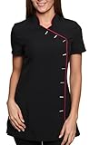 Iris Massage / Hairdressing / Beauty / SPA / Nail Salon / Therapist Tunic / Uniform (12, black with hot pink trim)