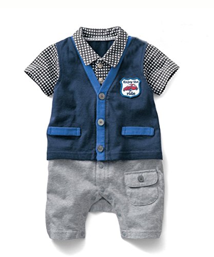 Hotportgift Baby Boys Kids Outfits Romper Suit Plaid Gentlemen Party Clothes ...