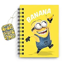 DI-Kraft Minions Character Printed Diary Spiral Notebooks with Bookmark for Girls and Boys Wire Bound Memo Notepads Notebooks Planner Sketch Book- Design 17 (160 Pages, 6x8 Inches)