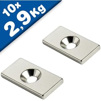 Aimant en pot avec trou de fixation biseauté à visser Ø 10 ...