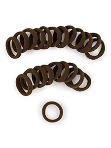 Medium Brown Gentle Hold Mini Soft and Stretchy Seamless Elastic Nylon Fabric Rolled Small Ponytail Holders for for Kids, Braids and Fine Hair - 20 Hair Ties