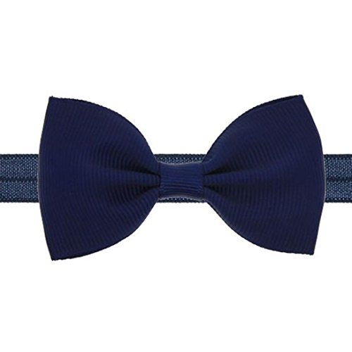 Rosennie Baby Kids Girls Mini Bowknot Hairband Elastic Headband Bow tie (Navy)
