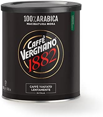 Caffè Vergnano 1882 Lattina - Caffè Macinato 100% Arabica, Per Moka, Confezione da 250 gr, 1 pezzo
