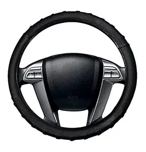 CARIZO Car Steering Wheel Cover | Microfiber Leather | Breathable, Anti Slip | Odourless | Grippy Black for Ford Figo (Type-I) 2010-2012