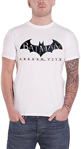 Batman T Shirt The Dark Knight Arkham City Logo Official DC Comics Mens White S