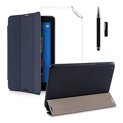 3in1 Set: kwmobile Hülle für Lenovo IdeaTab A8-50 (A5500) – Smart Cover Case Tablet Schutzhülle Kunstleder – Ultra Slim Tabletcase Dunkelblau + Folie, kristallklar + Stylus, Schwarz - 5