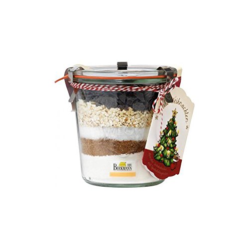 Preisvergleich Produktbild Backmischung im Weck Glas "FROHE WEIHNACHTEN" (Schokoladenkuchen mit Lebkuchengewürz / 375 g) MIT REZEPTANHÄNGER