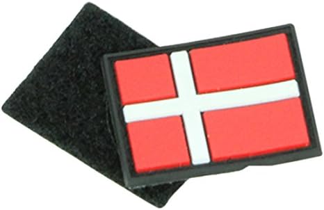 Mink Horse Self Adhesive/Velcro Denmark Flag Badge, 3.1 cm x 2.8 cm, 2-Piece