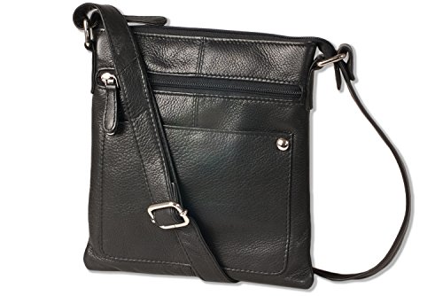 Preisvergleich Produktbild Platino - Luxus Damenhandtasche aus feinstem, weichem Rindsleder in Schwarz