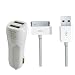 Produktbild Original OKCS® Premium KFZ Ladeset! Dual USB Schnellladeadapter + 1M Ladekabel Datenkabel 30 polig passend für iPhone passend für iPhone 4 / 4S, iPad 2 / 3, iPod in Weiß