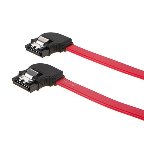 SATA III Kabel, cablecreation [2er Pack]-SATA III 6.0 Gbit/s links Winkel 7-polig Buchse zu Winkel links, Datenkabel mit Verschlussriegel, weiblich, rot - 3