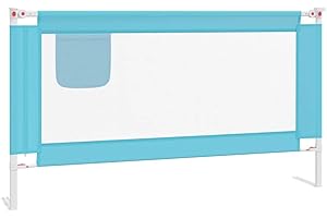 vidaXL Barandilla de Seguridad Cama de Niño Protección Cuna Bebé Guardería Dormitorio Habitación Protector Riel Barrera Azul Tela 150x25 cm