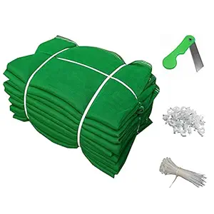 MESH MASTERS 50% UV Protection Garden_Balcony_Terrace Shade Net_3 M X 3 Meters_10 X 10 Feet_Green Color with 1 Blade_30 Tags_30 Clamps MMBSN1