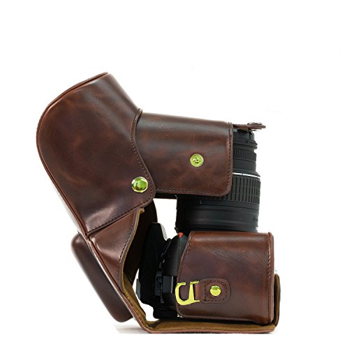 MegaGear Ever Ready    tui En Cuir pour Nouveau Nikon D5200 Cam  ras avec 18-55mm VR Objectif  Brun Fonc   