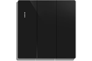 CNBINGO Big Rocker Button Switch with Phosphor Dots, Modern Matte Black Wall Plate, Electrical Triple Light Switch, 3 Gang 2 Way, 16A 250V