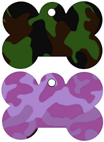 Dog Tags Pet Tags Engraved Aluminum Bone Camouflage by Cnattags (Green)