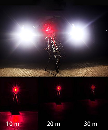 YaFex LED Fahrrad Lichter Set USB Wiederaufladbare Fahrradbeleuchtung 3-6 Licht-Modi Wasserdicht Außen Fahrradlampe mit Fahrradklingel 120 dB - 6