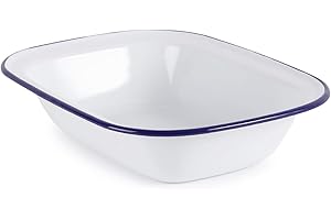 WINSOME Enamel Pie Dish | White Enamel Roasting Tin| Dishwasher Safe Pie Dish Pudding Baking Steak | Enamel Plate Tray for Oven & Stove (L 16 x W 12 x D 3.8 cm
