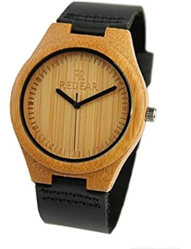 GWELL Damen Bambus Armbanduhren Fashion Naturbambus Holzuhren Analog Quarz Herrenuhren Paaruhren mit Lederarmband...