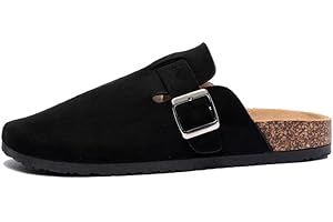 PMUEI Women's Suede Slip-on Slippers Ladies' Buckle Flat Mules for Outdoor Activities Basic Closed-Toe Clogs and Women's Slingback Shoes.