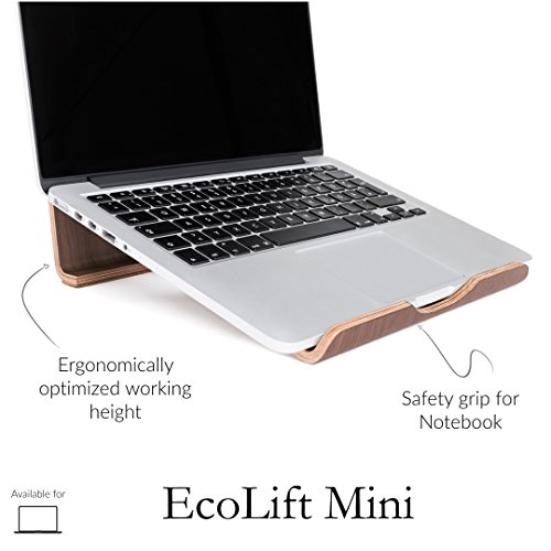 Woodcessories EcoLift Arnold Mini – Ergonomischer Laptop/Notebookständer bis 15 Zoll aus echtem Holz (Walnuss) - 2