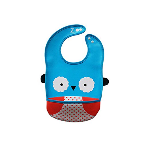 Waterproof&Leakproof Baby Bibs, Unisex, blue owl