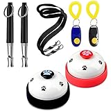 WENTS HaustierTrainingsset - 2 Ultraschall Hunde Pfeife + 2 Hunde Glocken + 2 Hunde Klicker mit Armband, die sichere und humane Art, Ihr Haustier zu trainieren