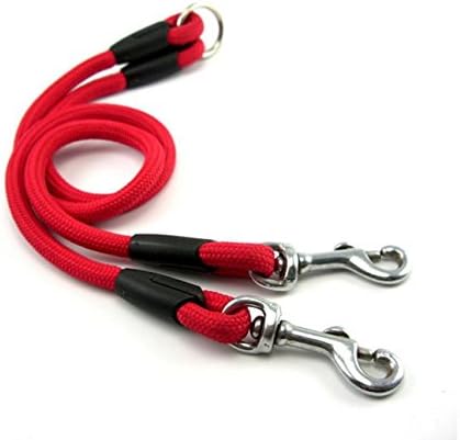 Nylon Adjustable Loop Slip Leash Rope Nylon Training Lead for 2 Dogs And for Small Dogs (red)