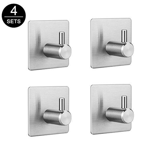 Preisvergleich Produktbild 4Stück Handtuchhaken Haken, Furado Handtuchhaken, Bademantelhaken, Selbstklebende Handtuchhaken, Wandhaken Edelstahl Kleiderhaken, Badezimmer Haken, Handtuchhaken Haken Selbstklebend Handtuchhalter Bad und Küche Handtuchhalter Kleiderhaken Ohne Bohren