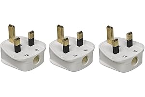 All Trade Direct Pack of 3 13 Ampere Fused Mains Plug UK 3 Pin Plug Connector Cord Adapter,White
