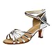Produktbild Minshao 2019 Neue Frühlingsankunft, Mode Frauen Farbe Mode Rumba Walzer Prom Ballroom hochhackige Kreuzgurt Schnalle Latin Salsa Tanzschuhe Sandalen (39 EU, Silber)