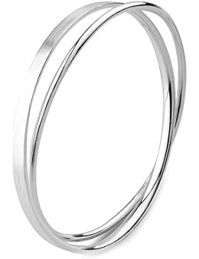 Merdia S990 silbernes rundes und flaches verdrehtes Armband für Frauen 6cm