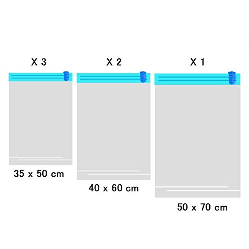 Idealeben Bolsas de Compresión Al Aire Libre Viajar Hechos a Mano Bolsas / Vacío Bolsas de Compresión Mano a la Presión Laminado Bolsa/Almacenamiento para Viajes Bolsa 6 Unidades - Imagen 3