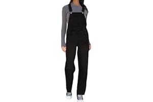 ORANDESIGNE Damen Denim Bib Overalls Lässig Stretch Verstellbar Denim Lätzchen Overall Jeans-Hosen Frauen Lässig Weites Bein Baggy Jumpsuits mit Taschen