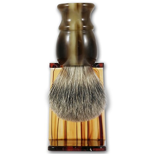 Executive Shaving Best Badger Hair Shaving Brush With Imitation Horn Handle And Free Drip Stand