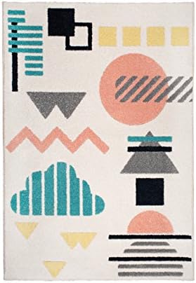 Nattiot Rug for Child's Bedroom Stars Sweet Memphis Rectangular White Rug 120 x 170 cm 100% Polypropylene – Gray Cute Unique Quality