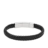 Schwarzes geflochtenes Lederarmband - Steckverschluß
