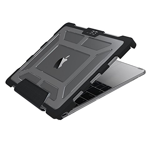URBAN ARMOR GEAR Schutzhülle für Apple Macbook 12" - grau/transparent [Lüftungsschlitzaussparungen | Stoßfest | Anti-Rutsch Füße] - UAG-MB12-A1534-ASH